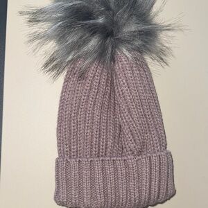 Knit Beanie with Faux Fur Pom | nwot | 1-2 year old